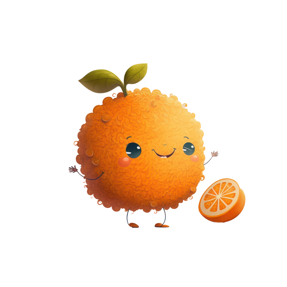 cute happy orange character . AI Generated png