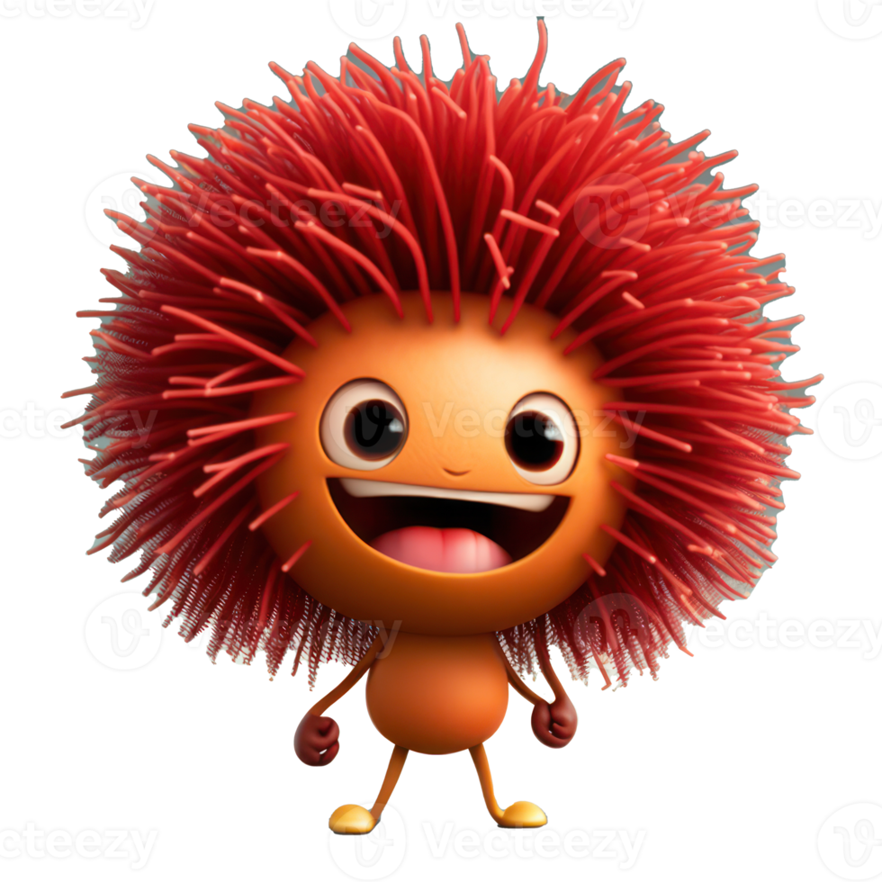 cute happy rambutan character . AI Generated png