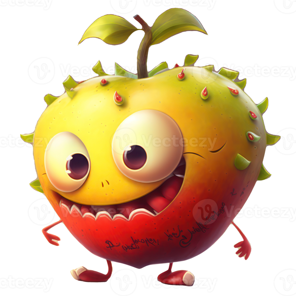 cute happy apple character . AI Generated png