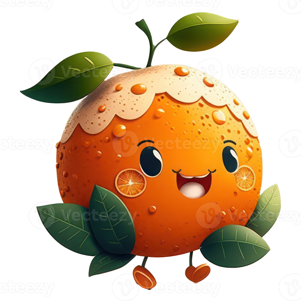 cute happy tangerine character . AI Generated png