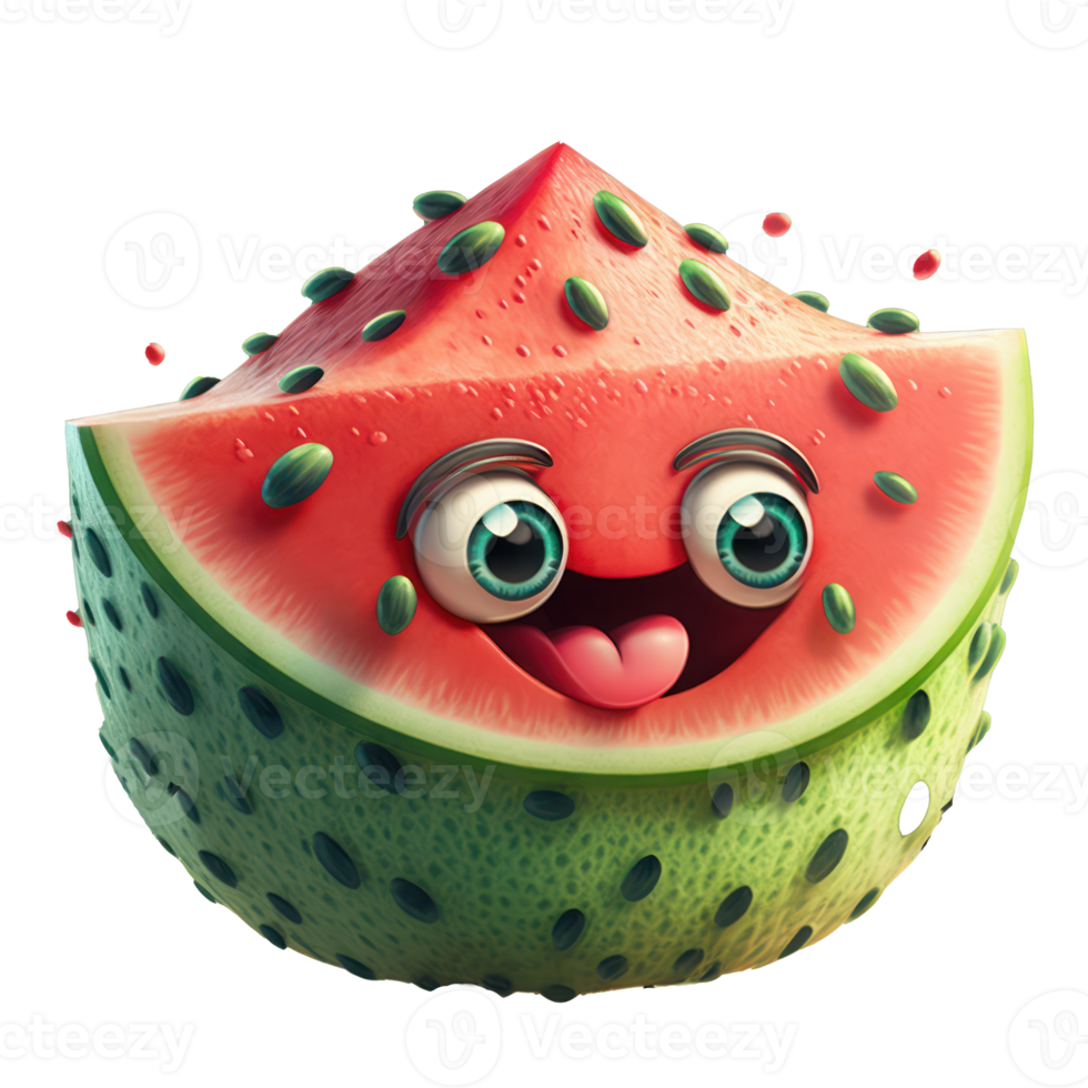 cute happy watermelon character . AI Generated png