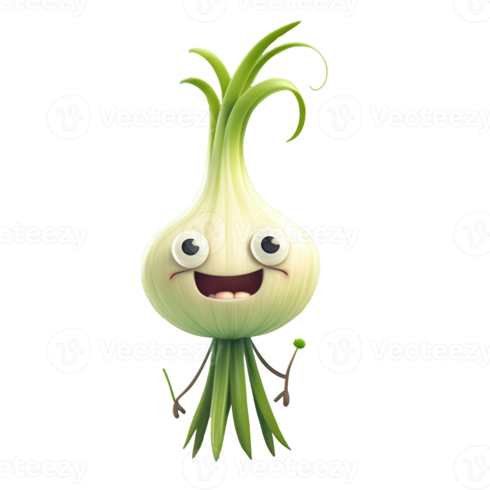 cute happy leek character . AI Generated png