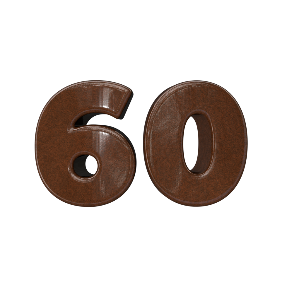 número 60. 3d Renderização transparente fundo png