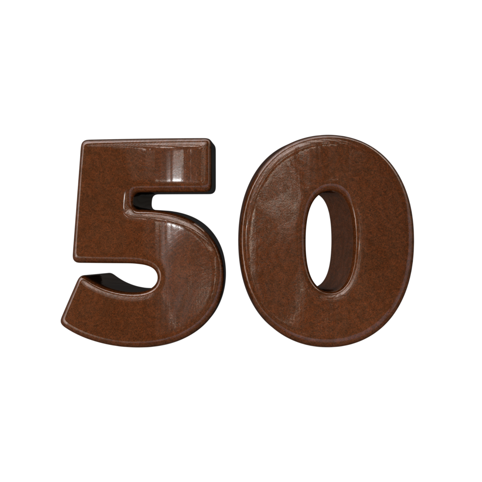 Number 50 3D rendering transparent background png