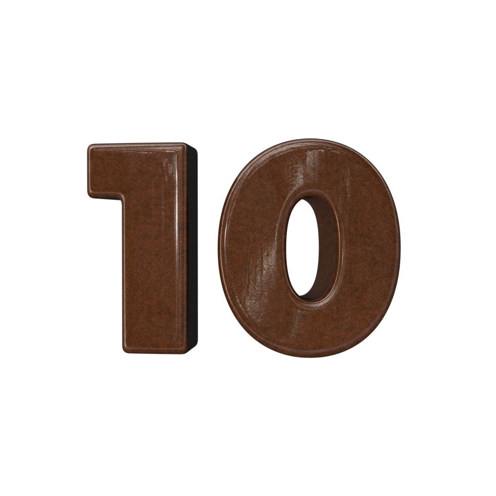 Number 10 3D rendering transparent background png