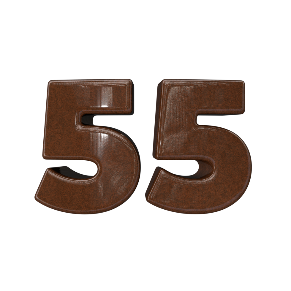 Number 55 3D rendering transparent background png