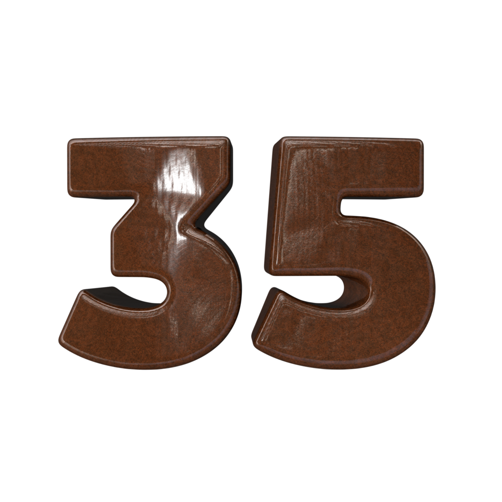 Number 35 3D rendering transparent background png