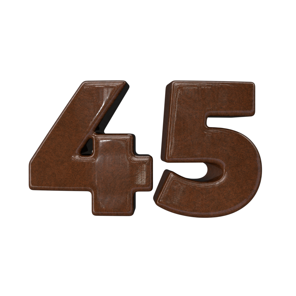 número 45 3d representación transparente antecedentes png