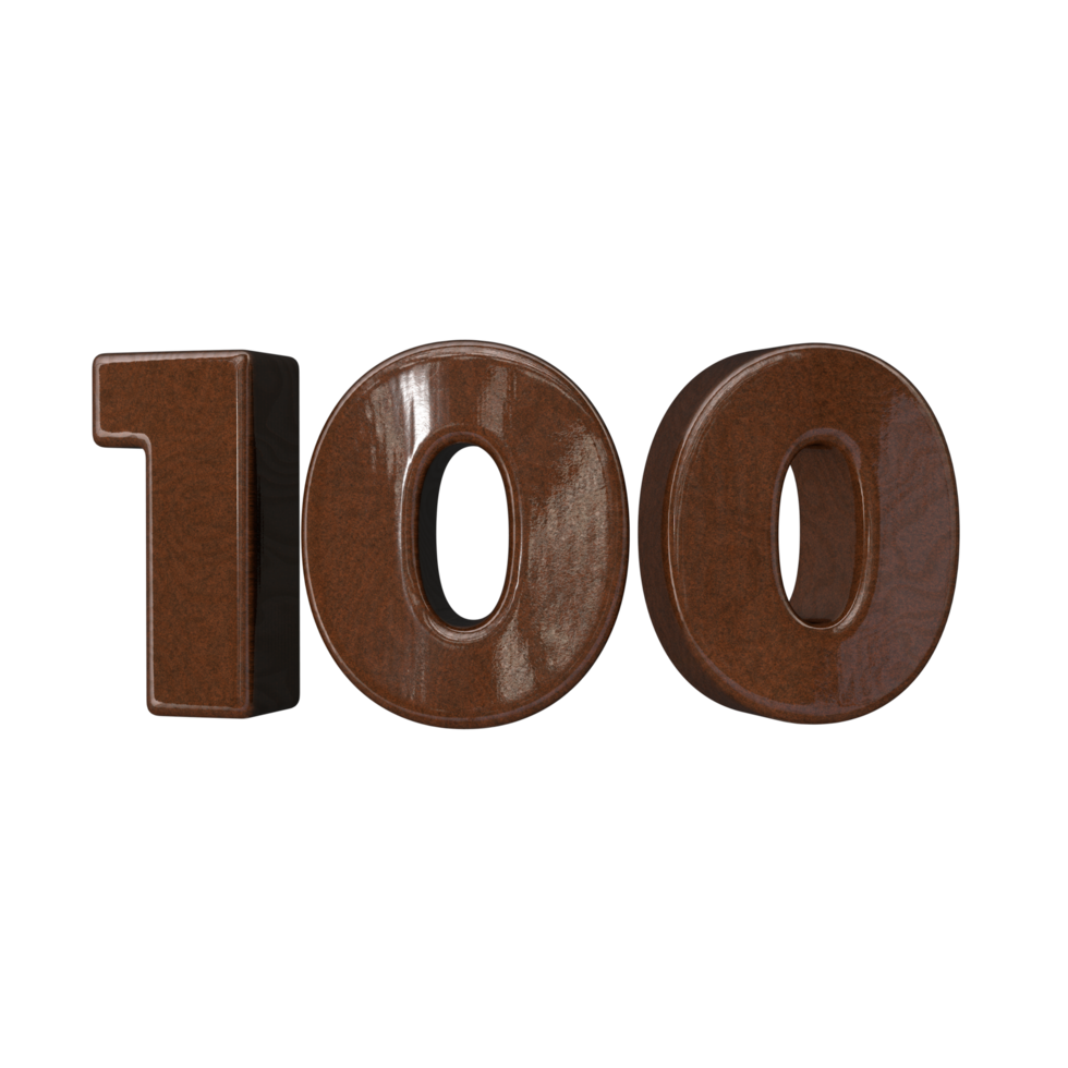 Number 100 3D rendering transparent background png