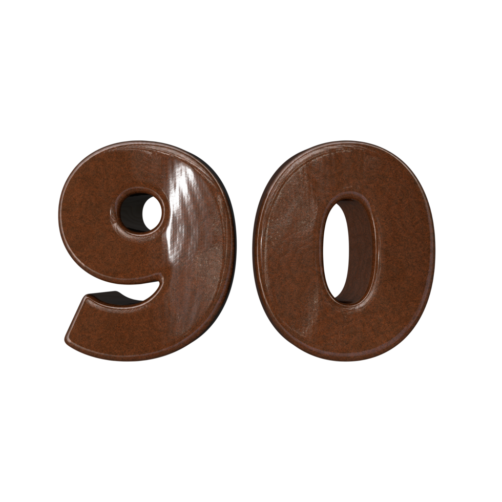 Number 90 3D rendering transparent background png