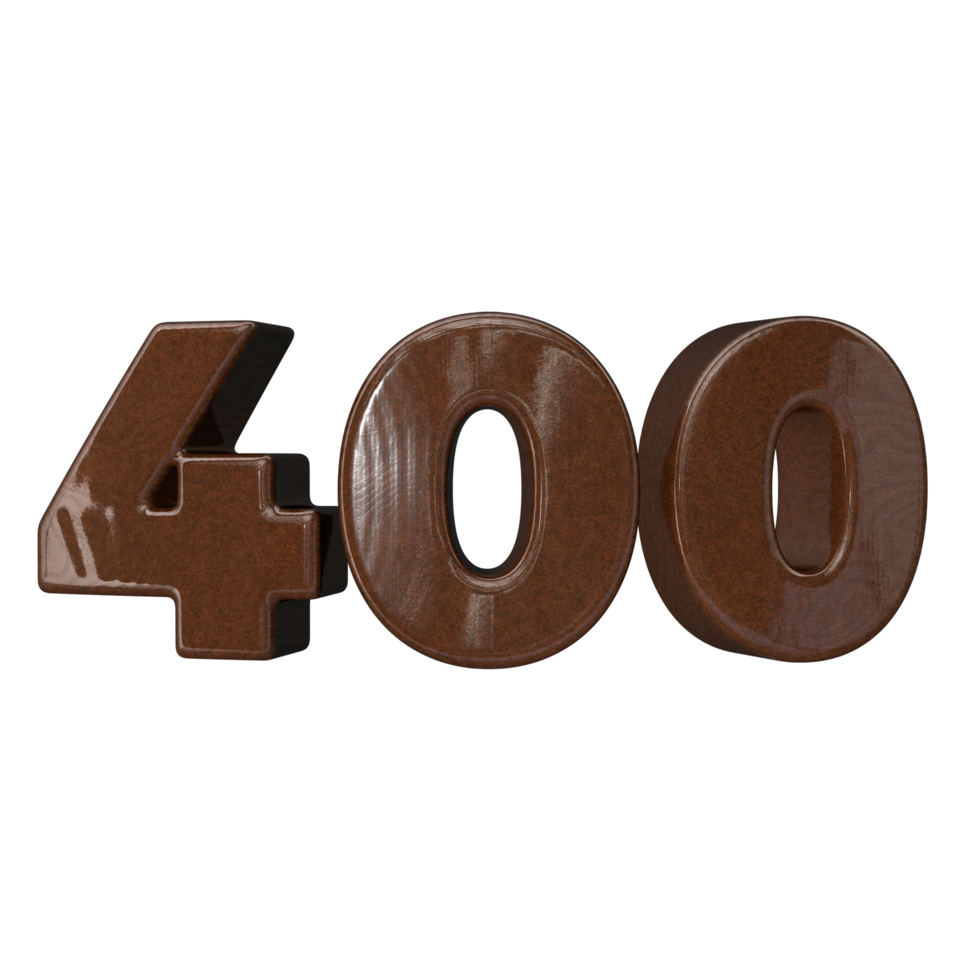 Number 400 3D rendering transparent background png