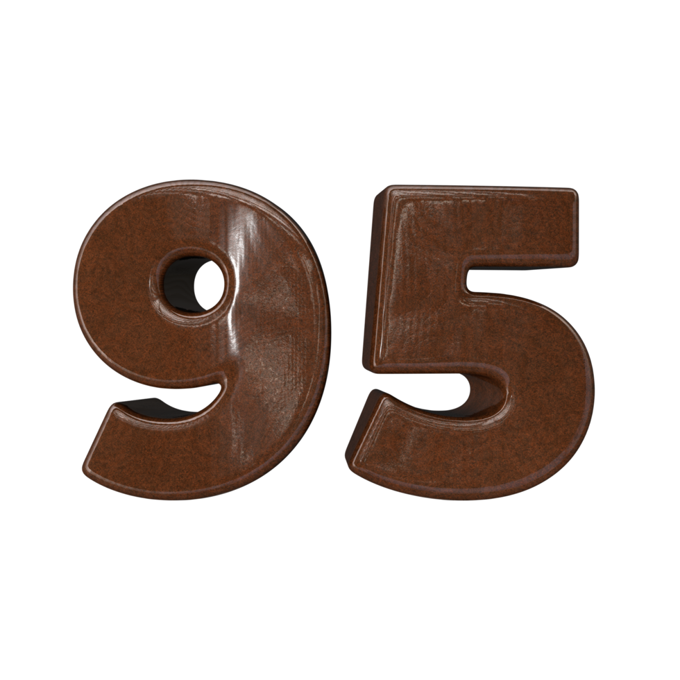 Number 95 3D rendering transparent background png