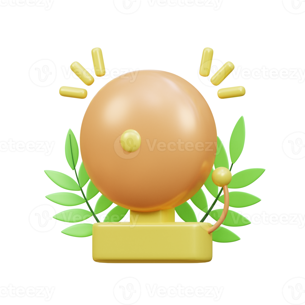 3d school bell icon illustration object png