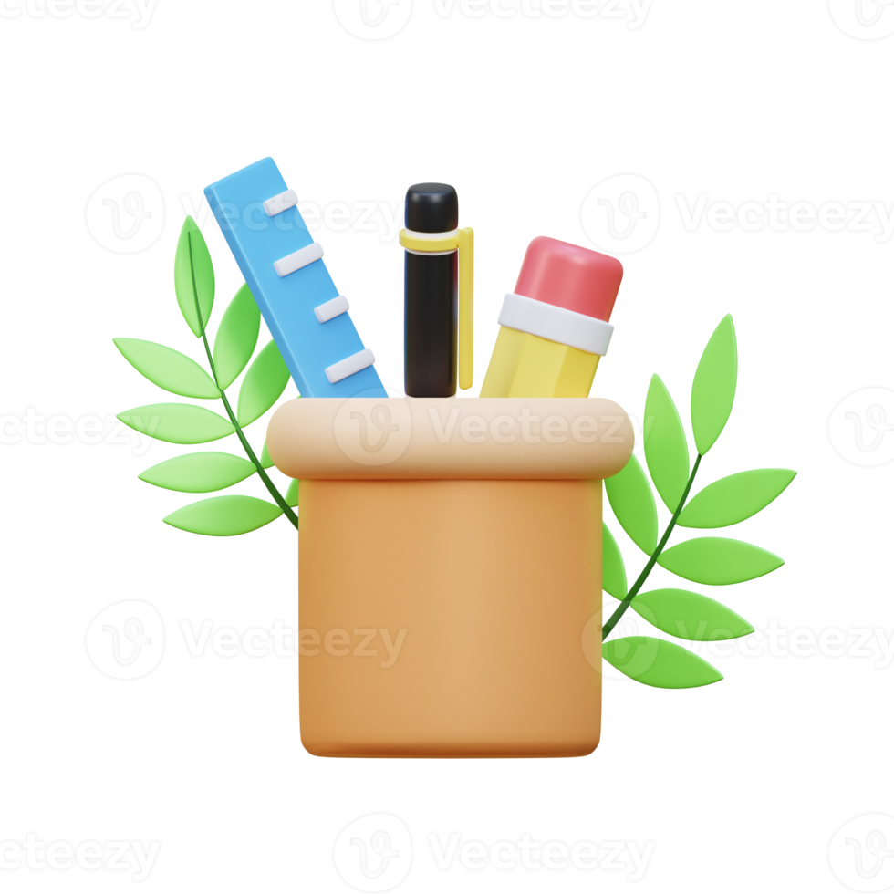 3d stationery case icon illustration object png