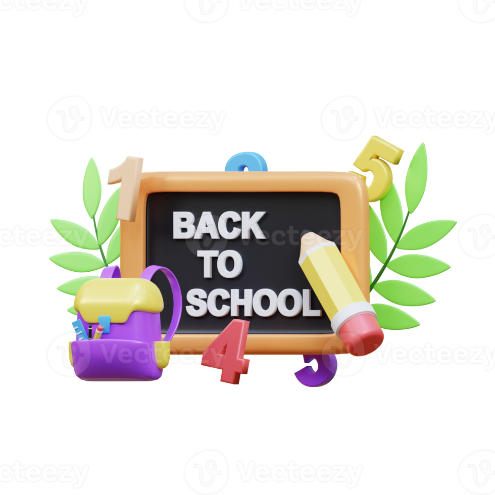 3d costas para escola ícone ilustração objeto png