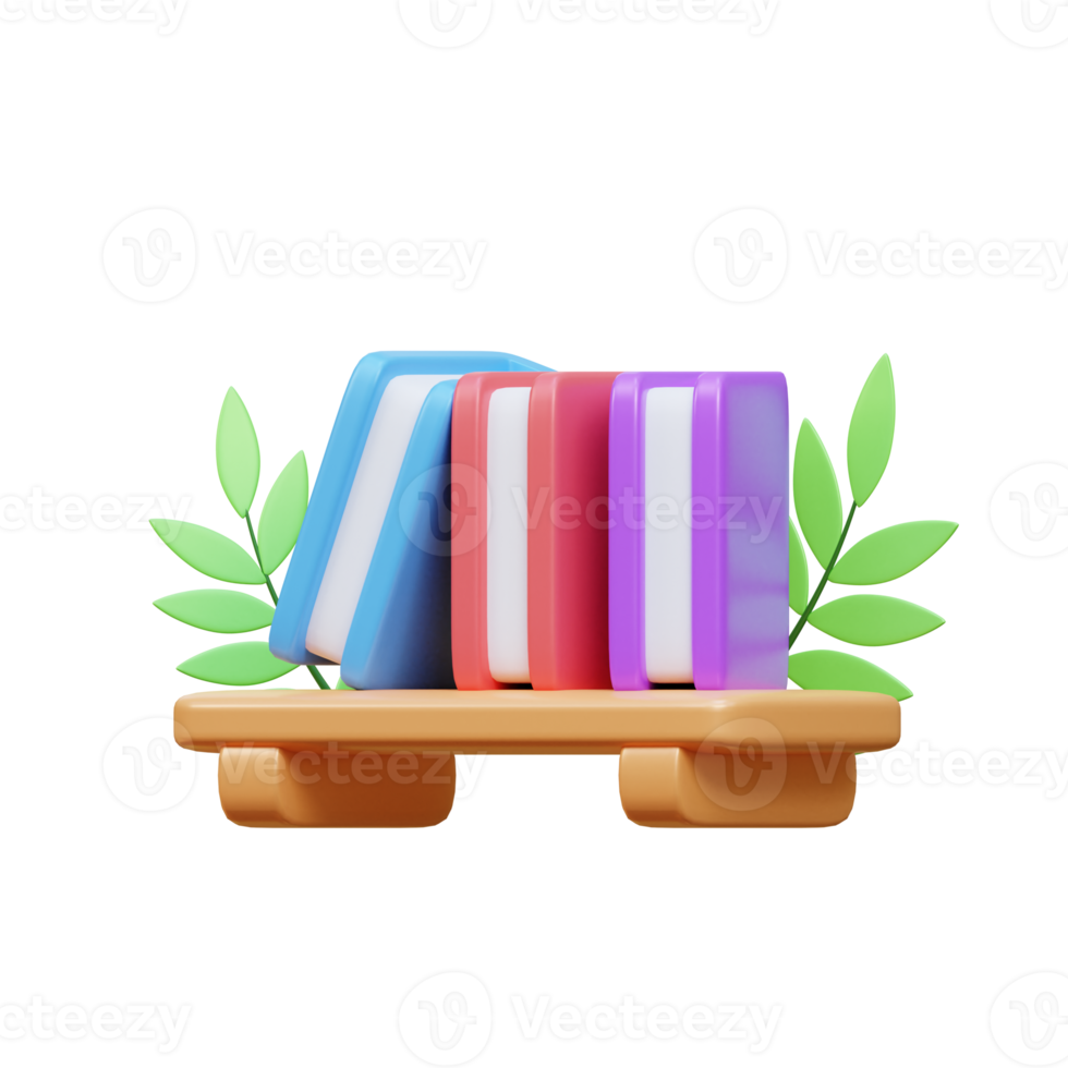 3d bookshelf icon illustration object png