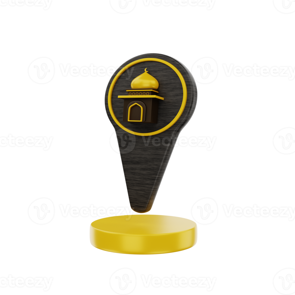 3d islamic mosque location icon illustration object png