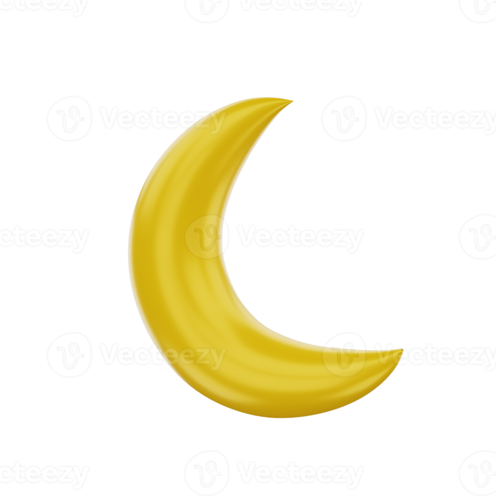3d crescent moon icon illustration object png