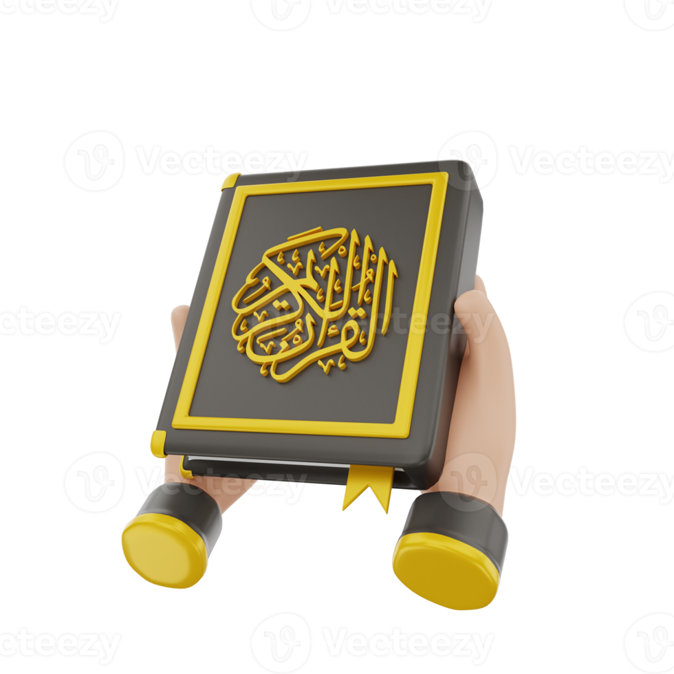 3d holding quran icon illustration object png