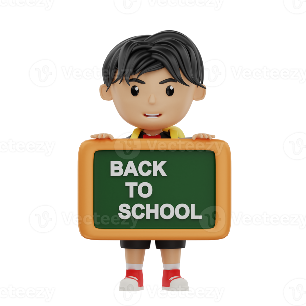 3d cute student character back to school png