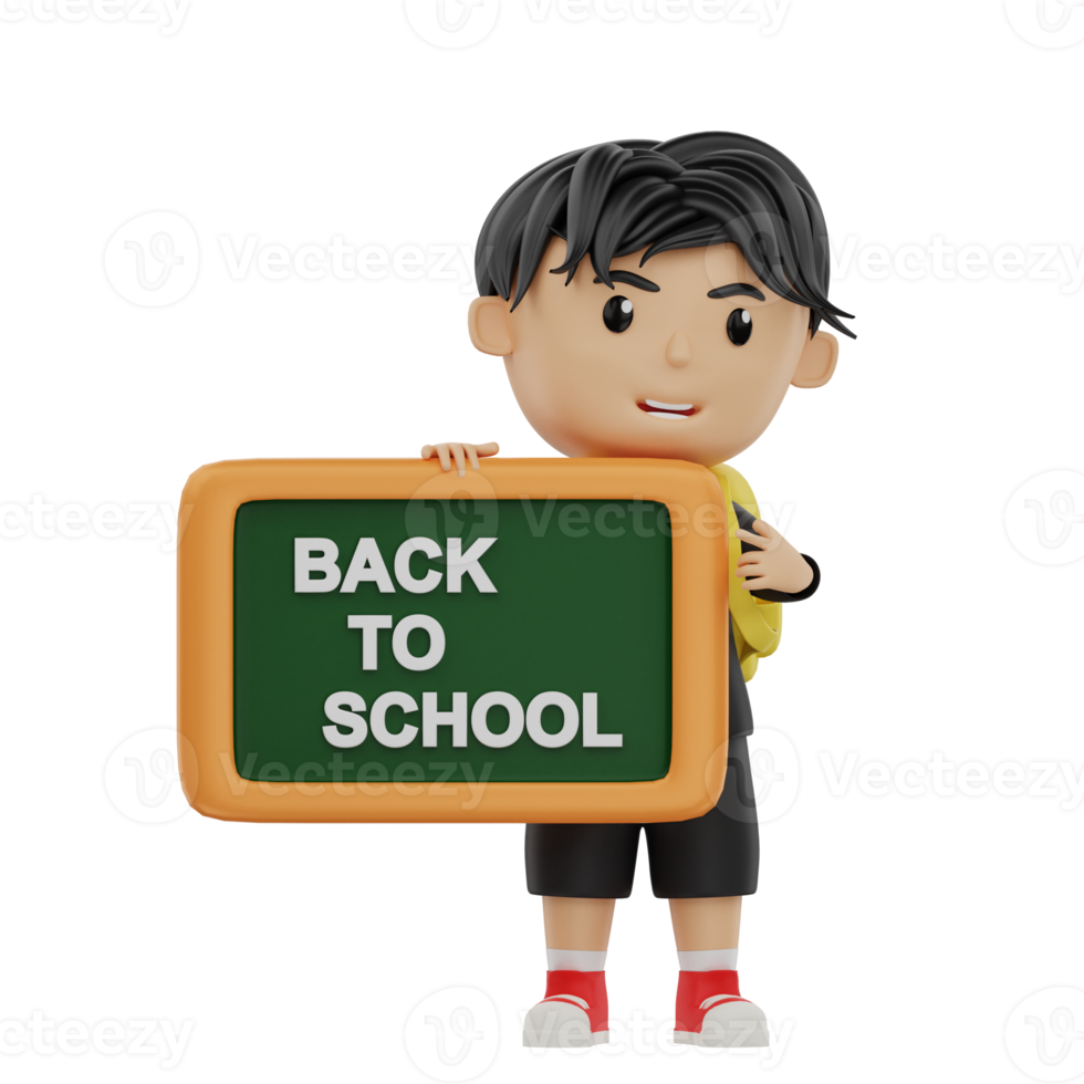 3d cute student character back to school png