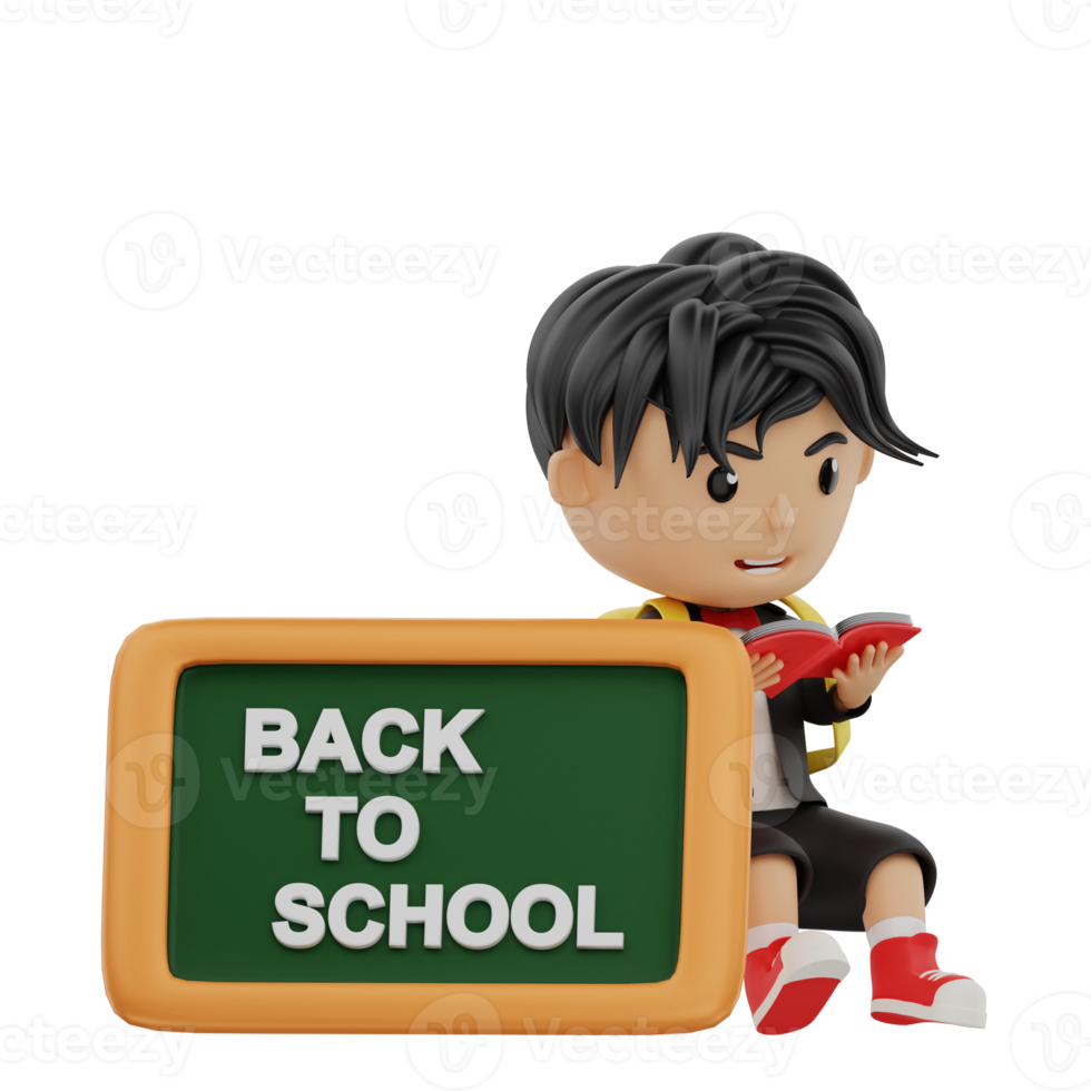 3d cute student character back to school png