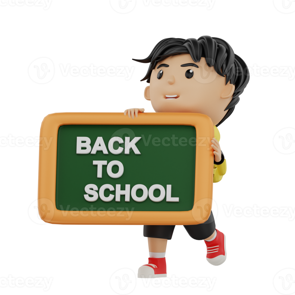 3d cute student character back to school png