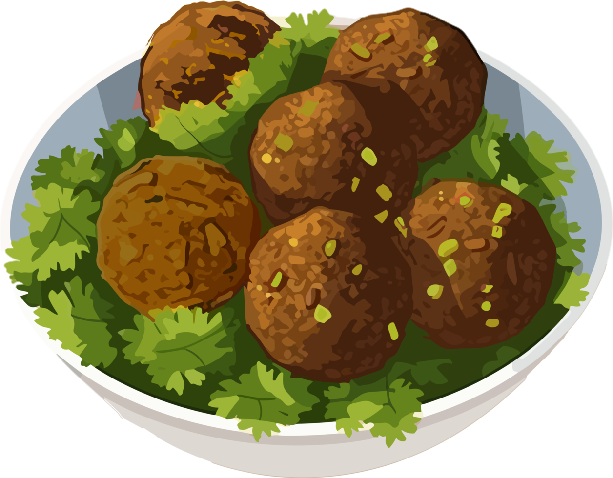 falafel con vegetales en blanco cuenco mano dibujado ilustración, tradicional medio este cocina png