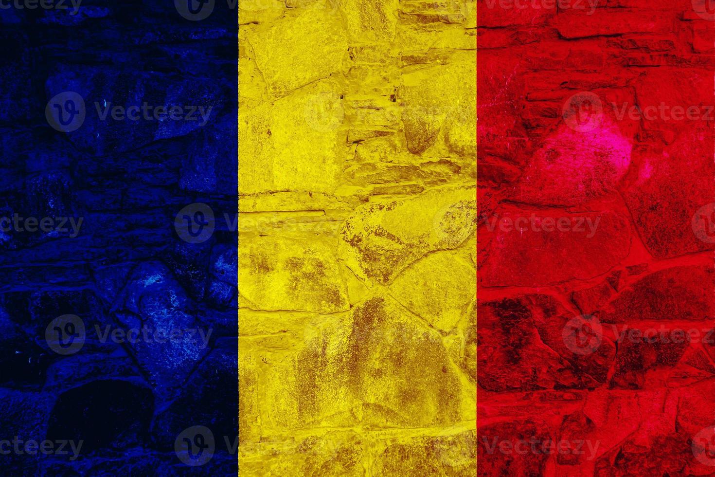 Flag of the Republic of Chad on a textured background. Concept collage. photo