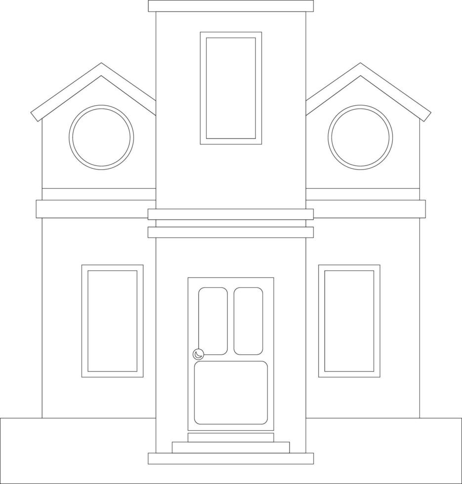 home Coloring page for kids Free Vector