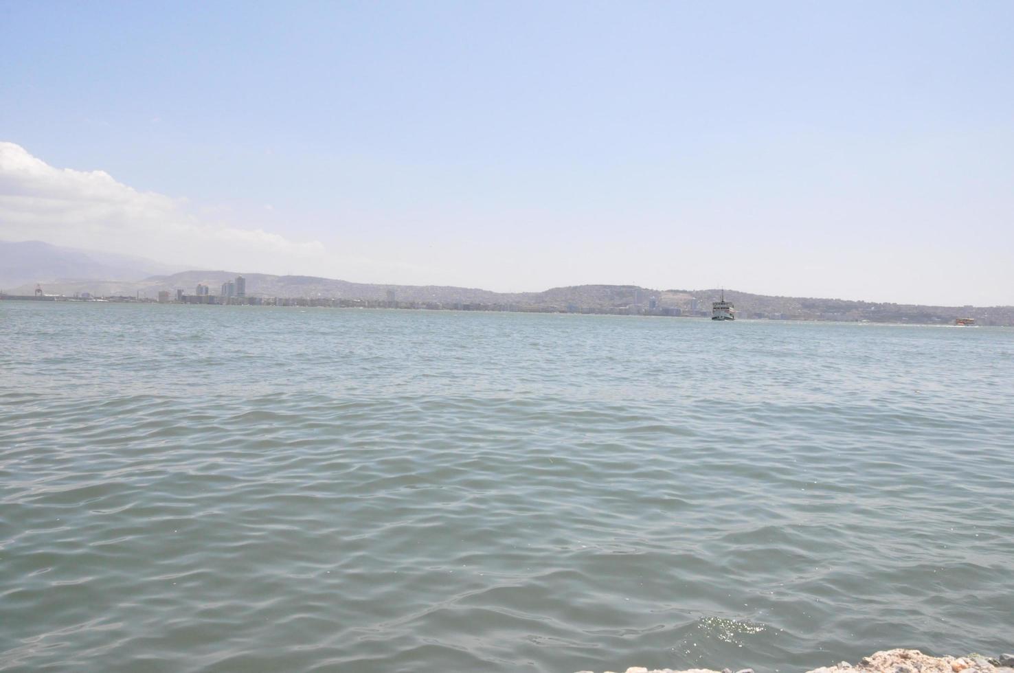 Steamboat ferry port and sea background and landscape photo