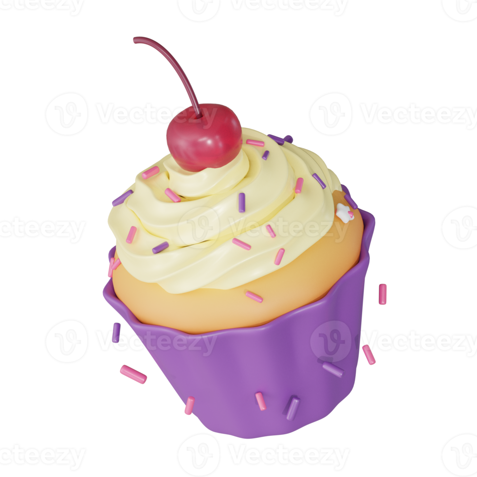 formaggio Cupcake con ciliegia 3d dolci icona png