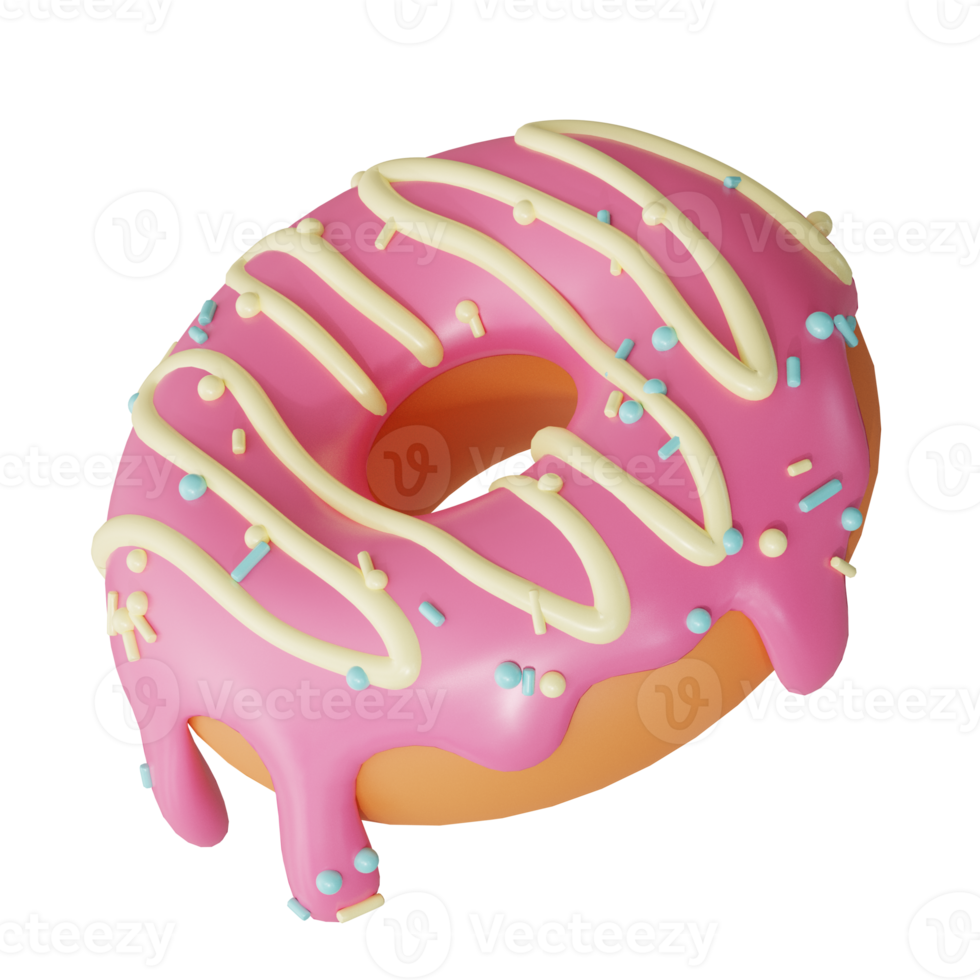 Strawberry donuts 3d sweets icon png