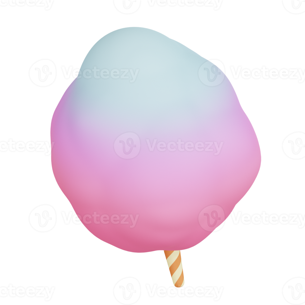 Colorful cotton candy 3d sweets icon png