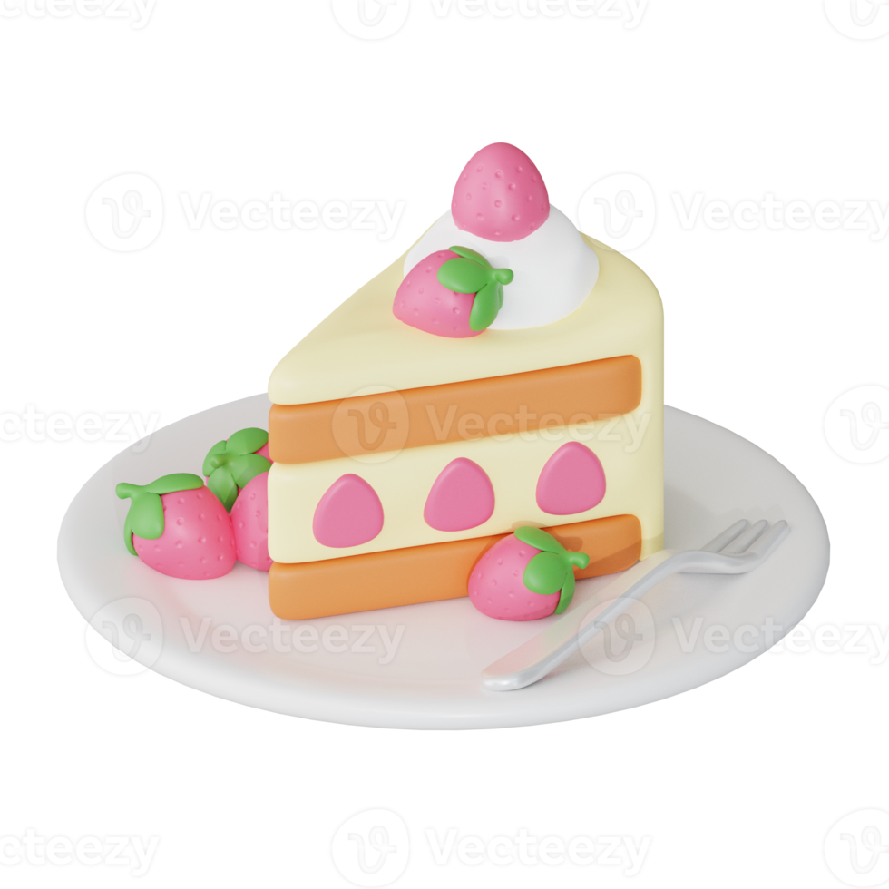 Strawberry cheese cake 3d sweets icon png