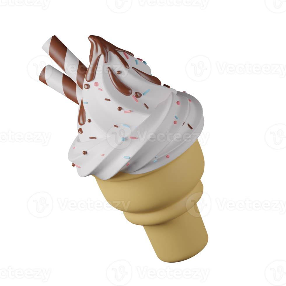 vainilla chocolate cono hielo crema 3d dulces icono png