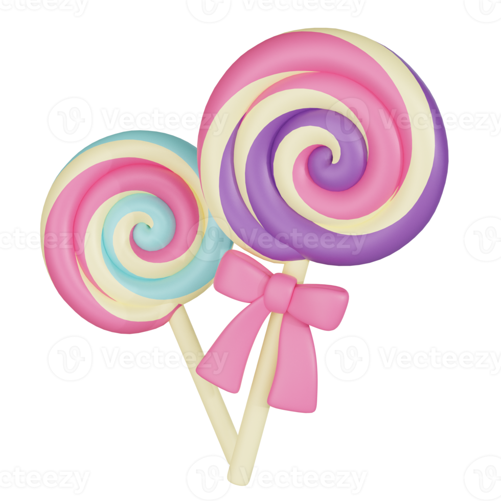 Swirl colorful lollipop 3d sweets icon png