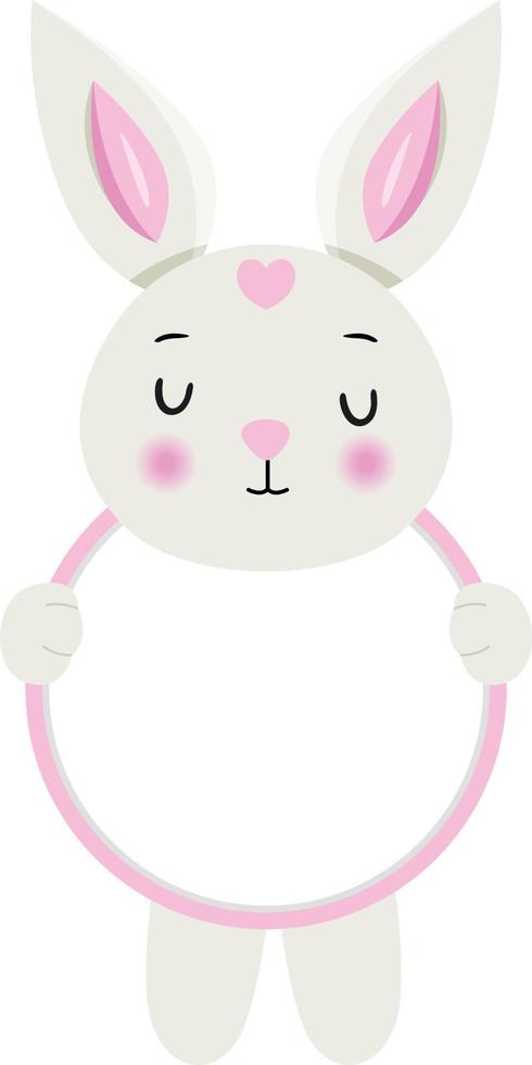 Cute bunny with circle blank sign vector