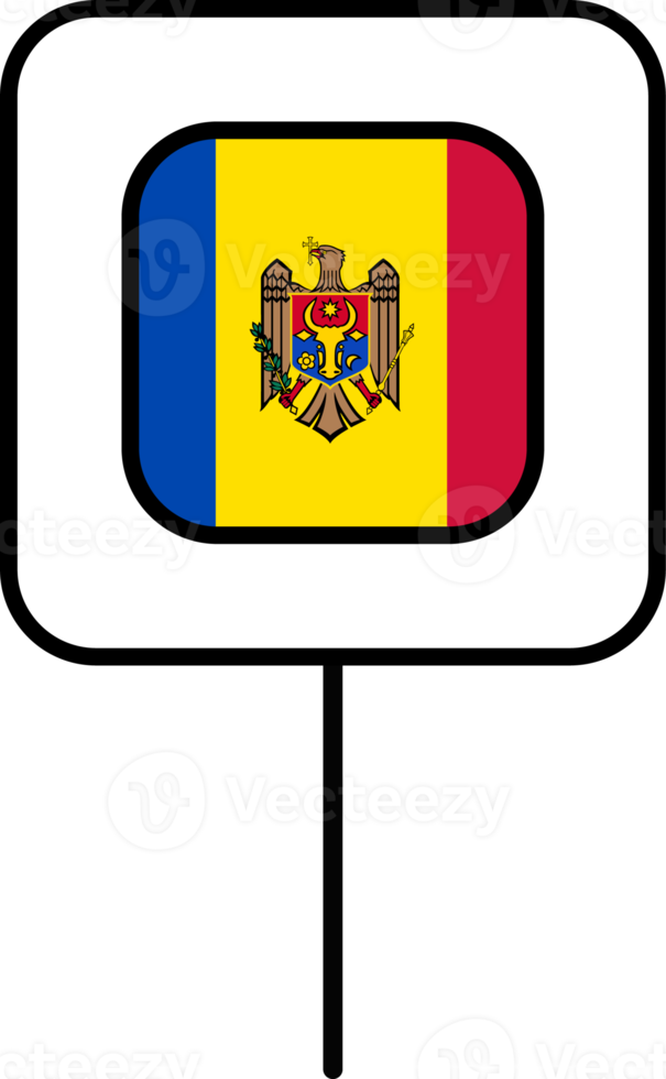 Moldova flag square pin icon. png