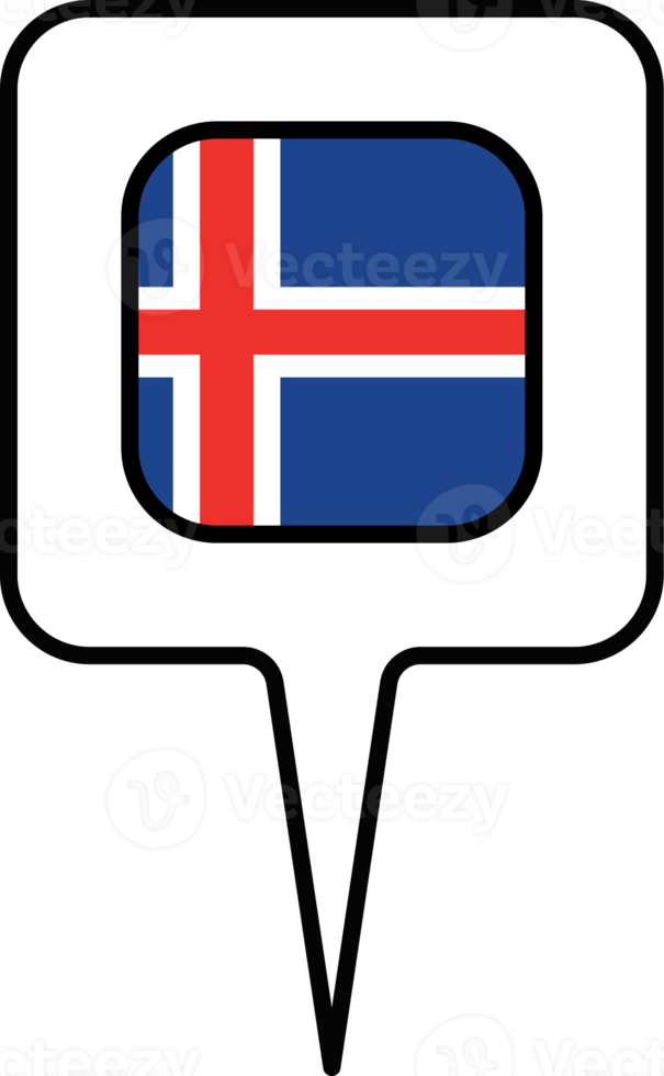 Iceland flag Map pointer icon, square design. png