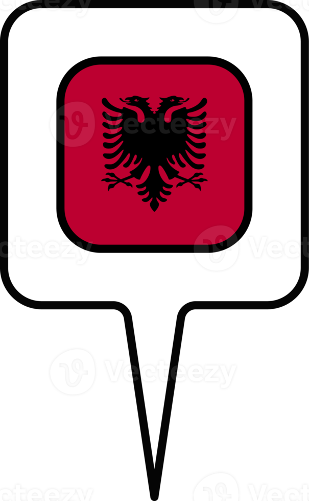 Albania flag Map pointer icon, square design. png