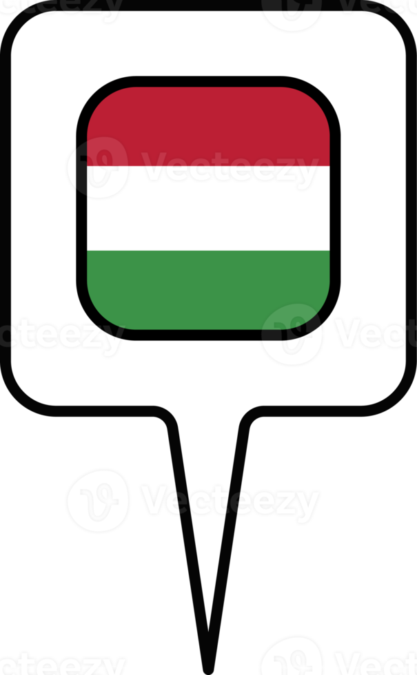 Hungary flag Map pointer icon, square design. png