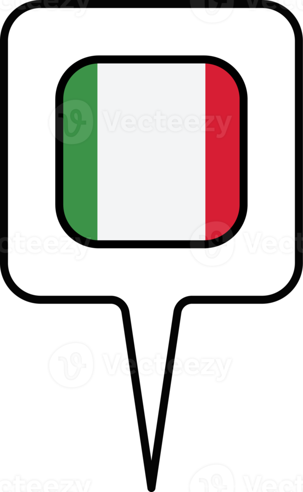 Italy flag Map pointer icon, square design. png