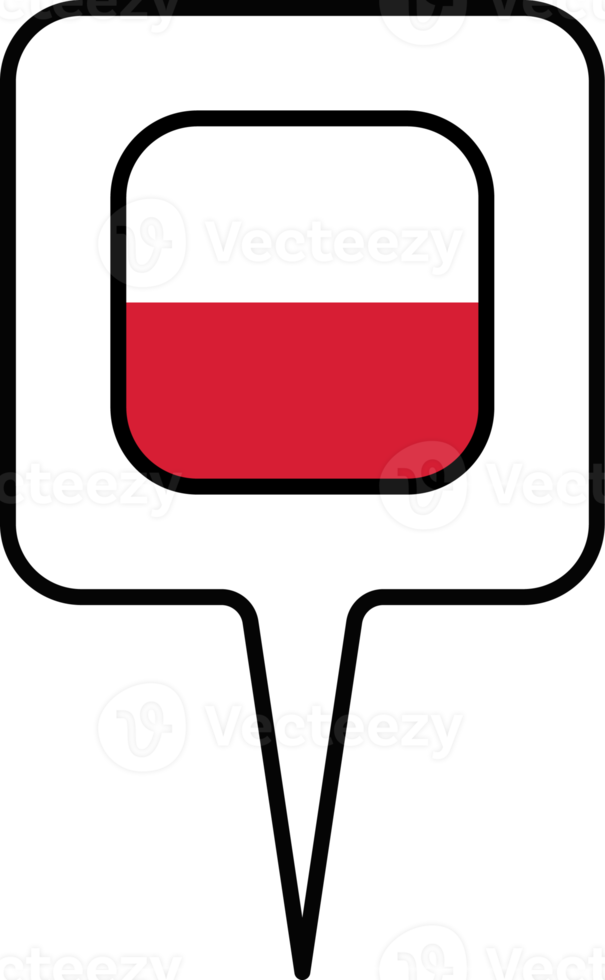 Poland flag Map pointer icon, square design. png