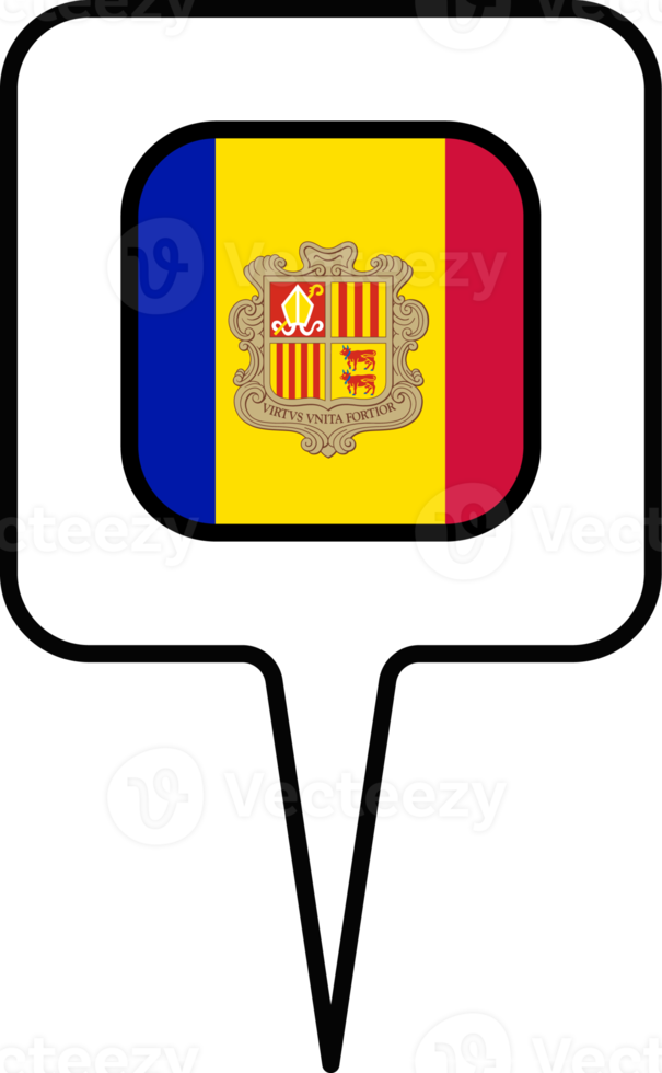 Andorra flag Map pointer icon, square design. png