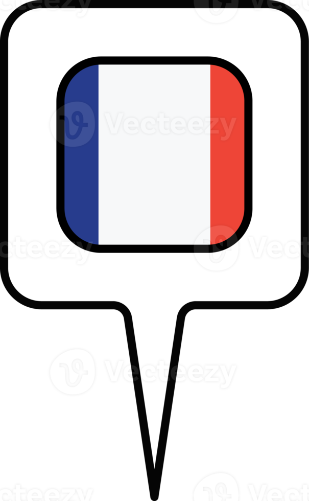 France flag Map pointer icon, square design. png