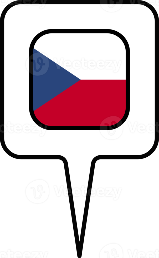 Czech flag Map pointer icon, square design. png