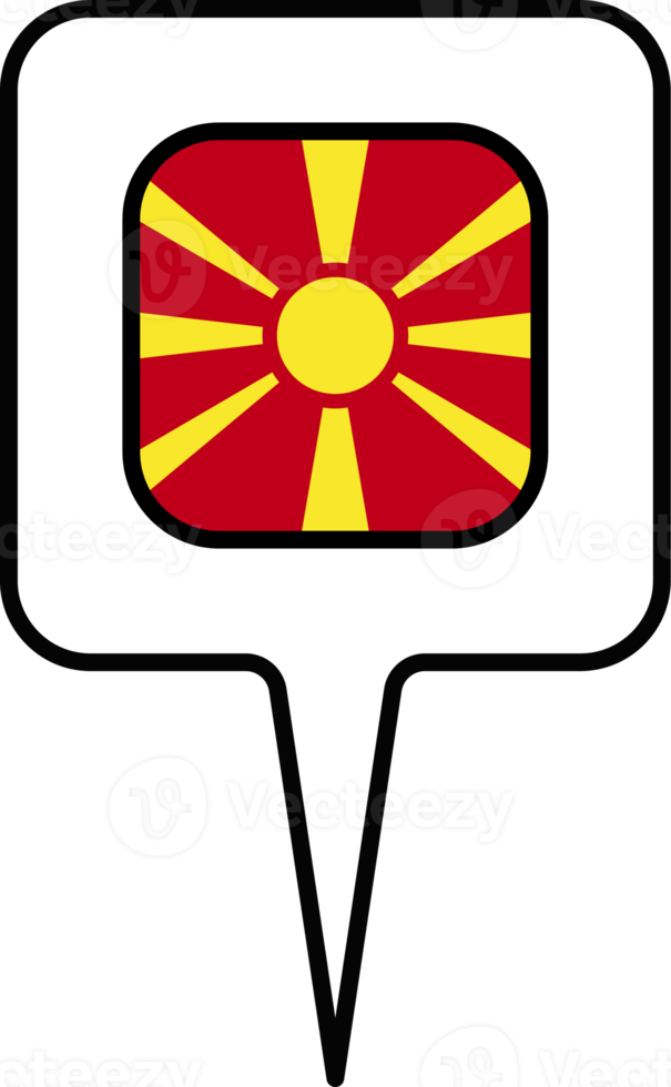 North Macedonia flag Map pointer icon, square design. png