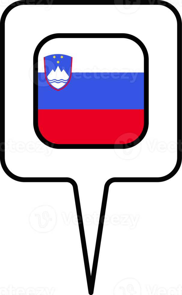 Slovenië vlag kaart wijzer icoon, plein ontwerp. png