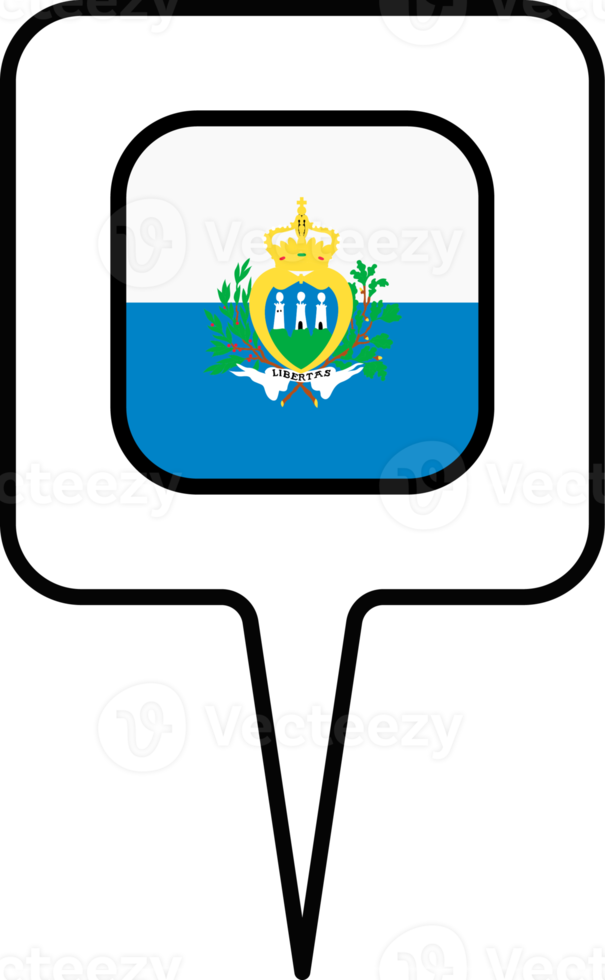 San Marino flag Map pointer icon, square design. png